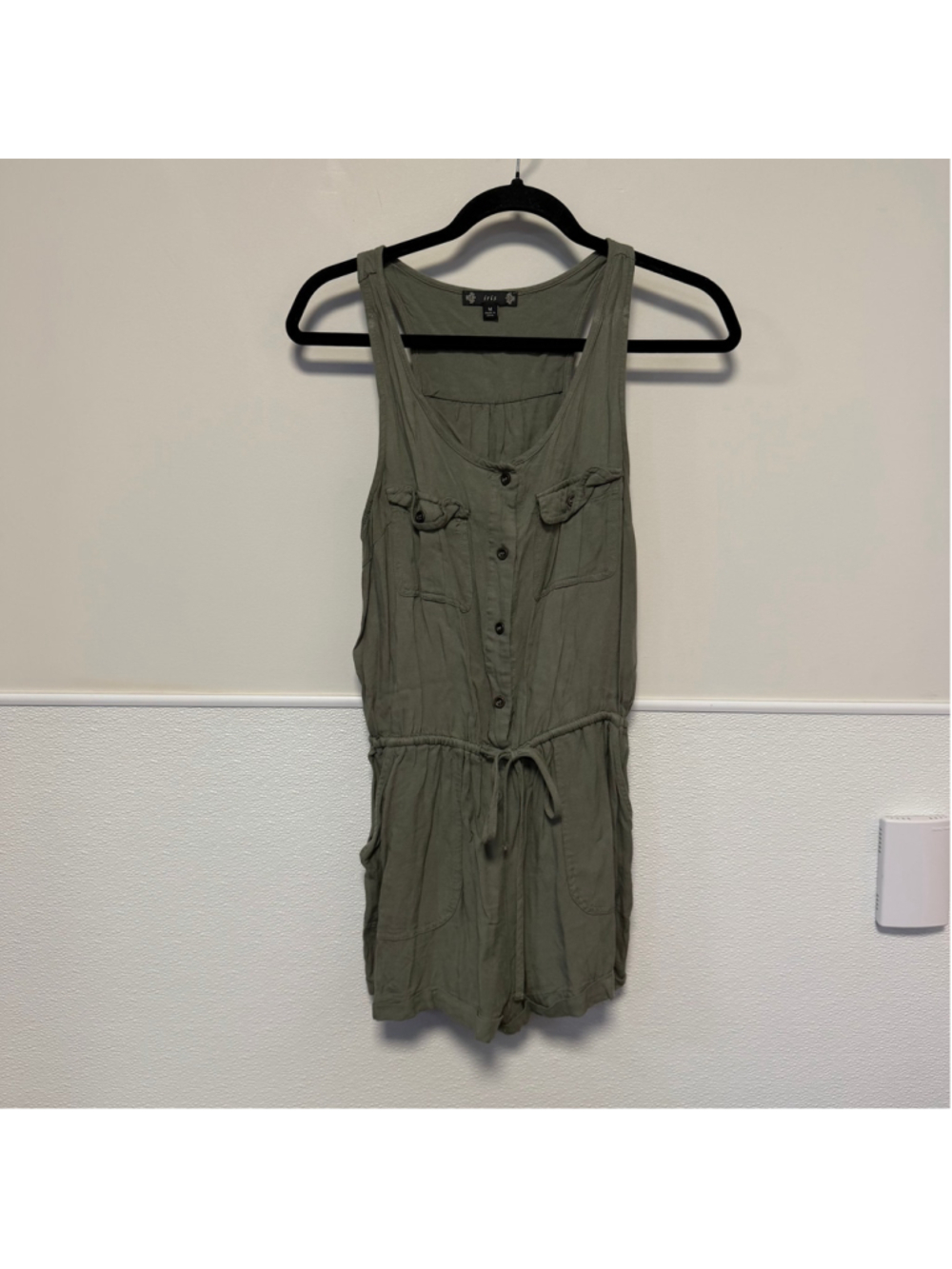 Women's Iris Olive Green Utility Romper Size M